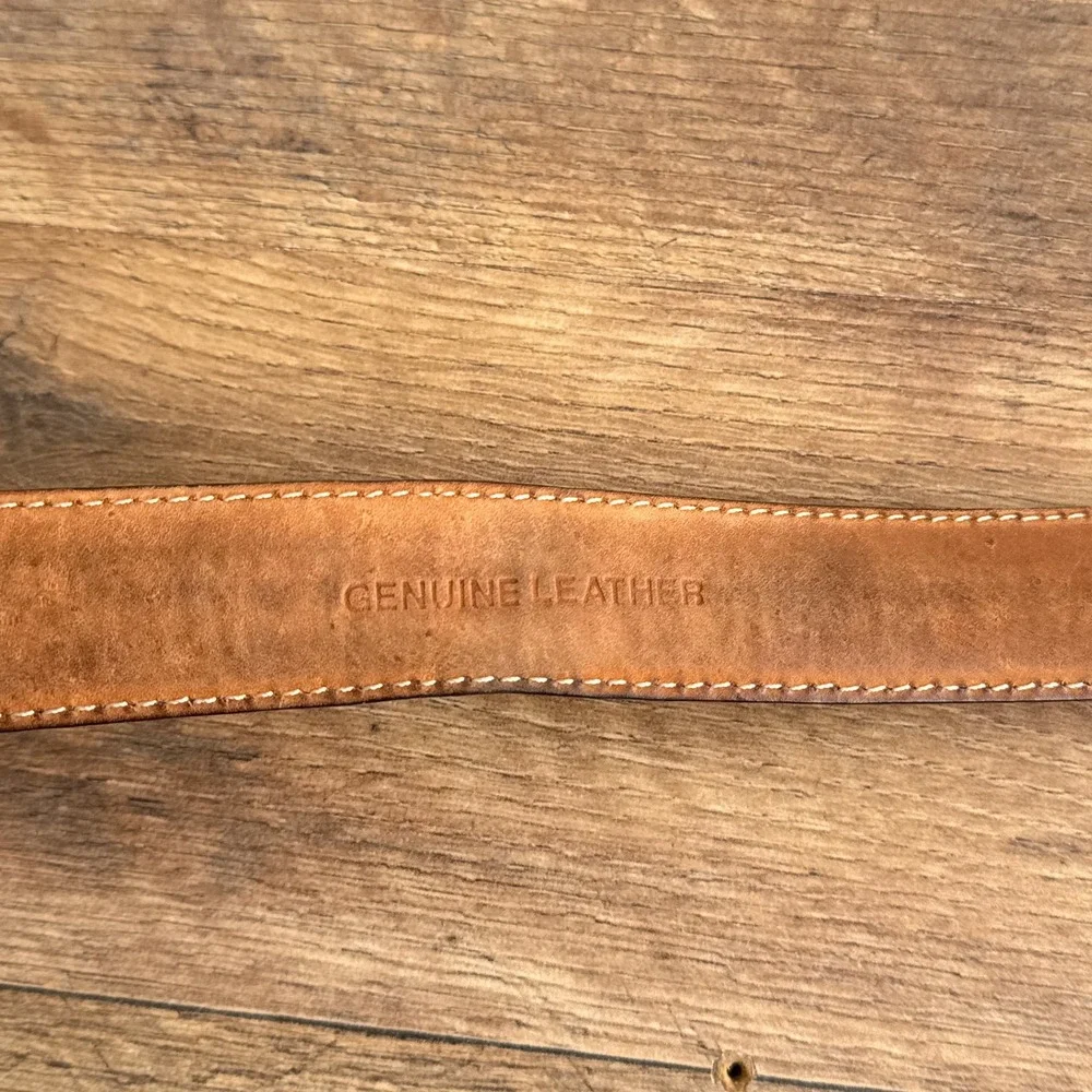 Vintage ENRO Golf Italian Leather Belt Braided Trim Brown Mens Size 44